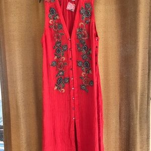 Free people orange embroidered duster